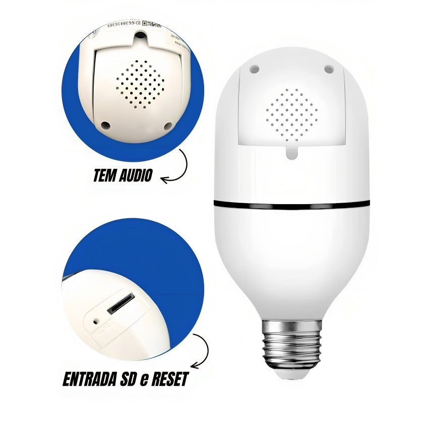 Câmera WiFi IP Smart Life FullHD com Encaixe de Lâmpada Visão Noturna