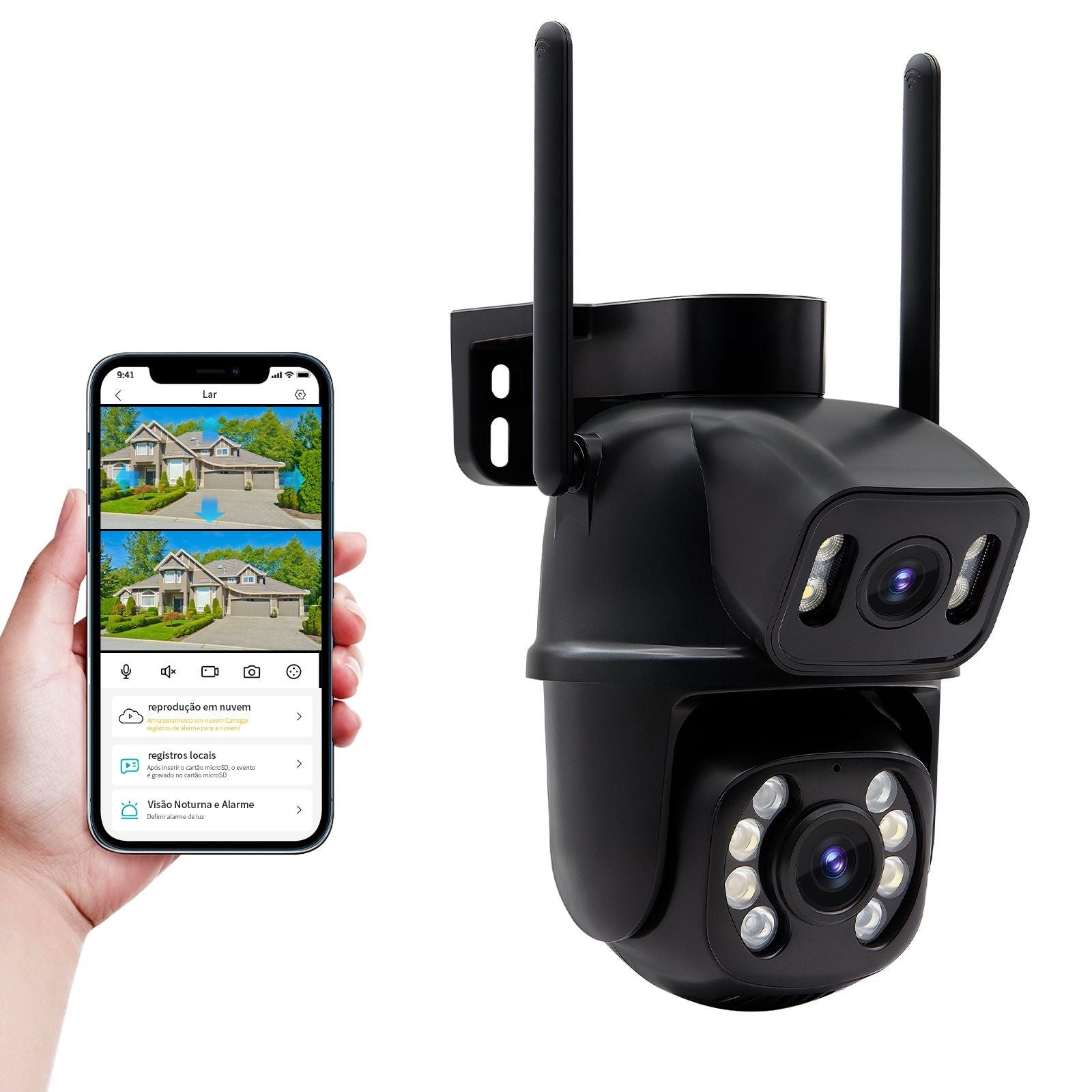 Câmera de Vigilância Externa WiFi com Visão Noturna